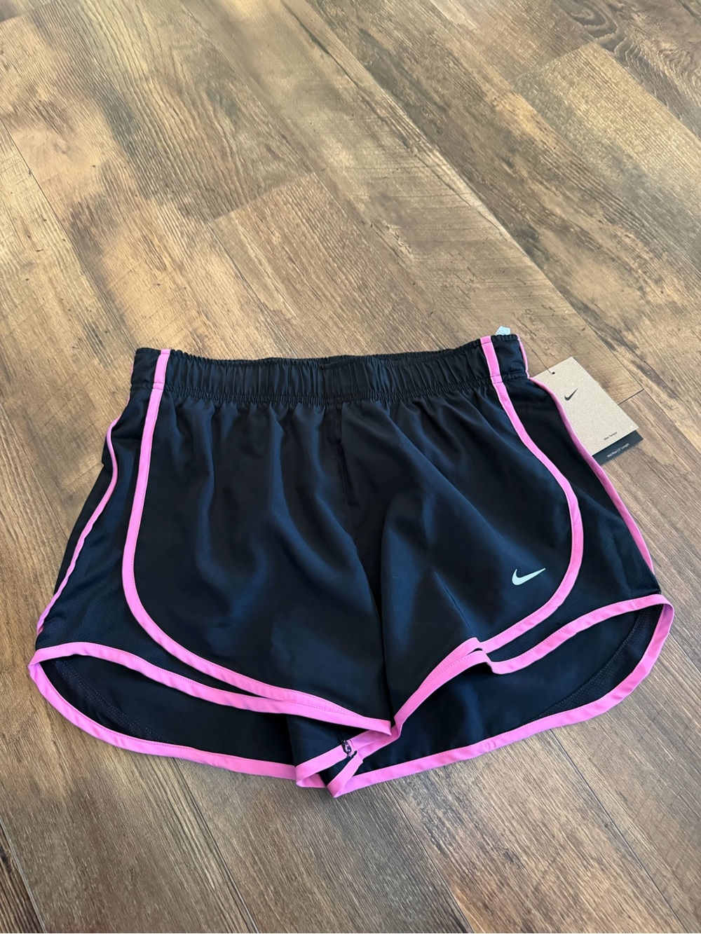 Nike Women's Black Athletic Shorts with Pink Piping